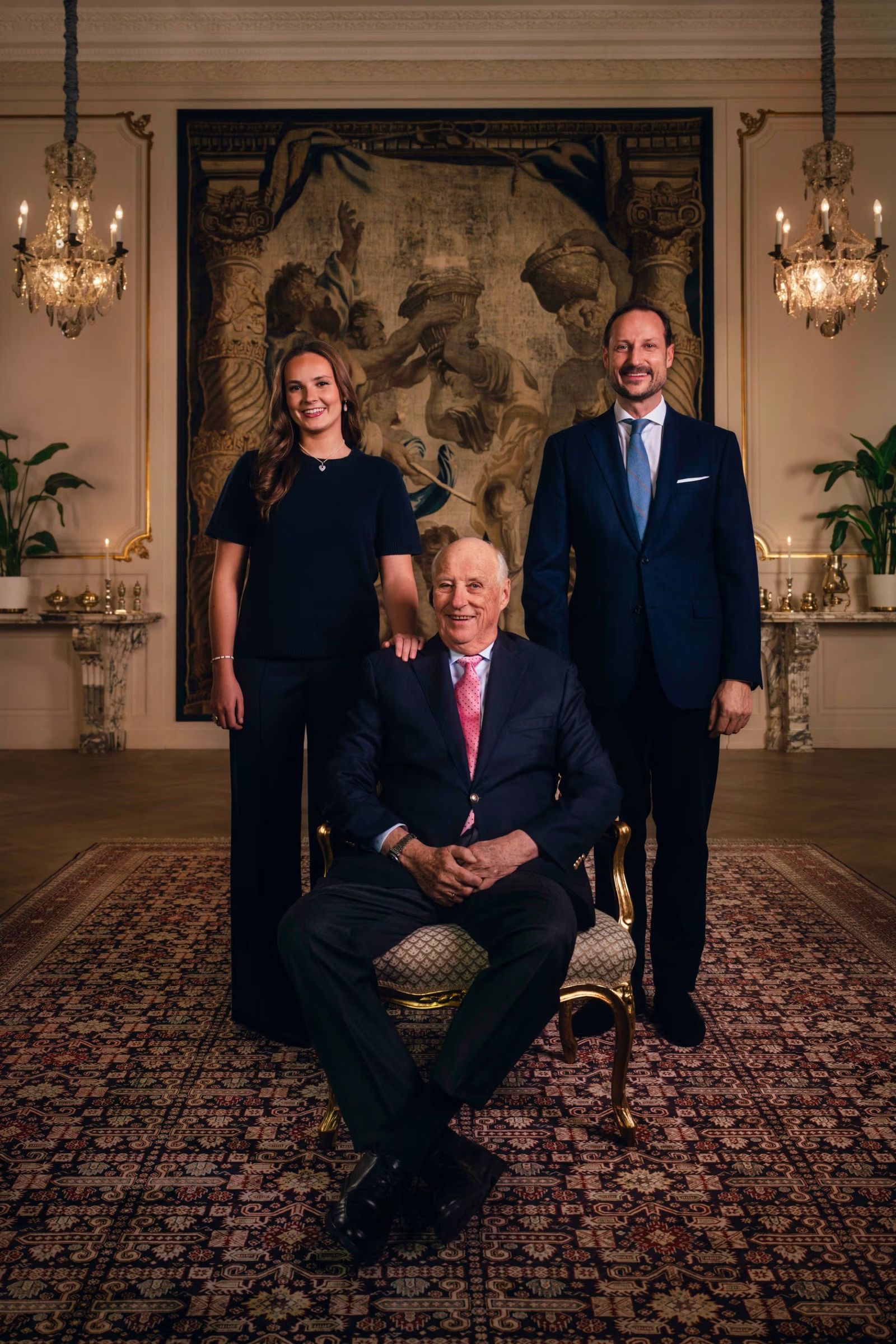 Tidlig 2026. Kong Harald, Kronprins Haakon Magnus og Prinsesse Ingrid Alexandra. Foto: Ola Vatn / Det kongelige hoff
