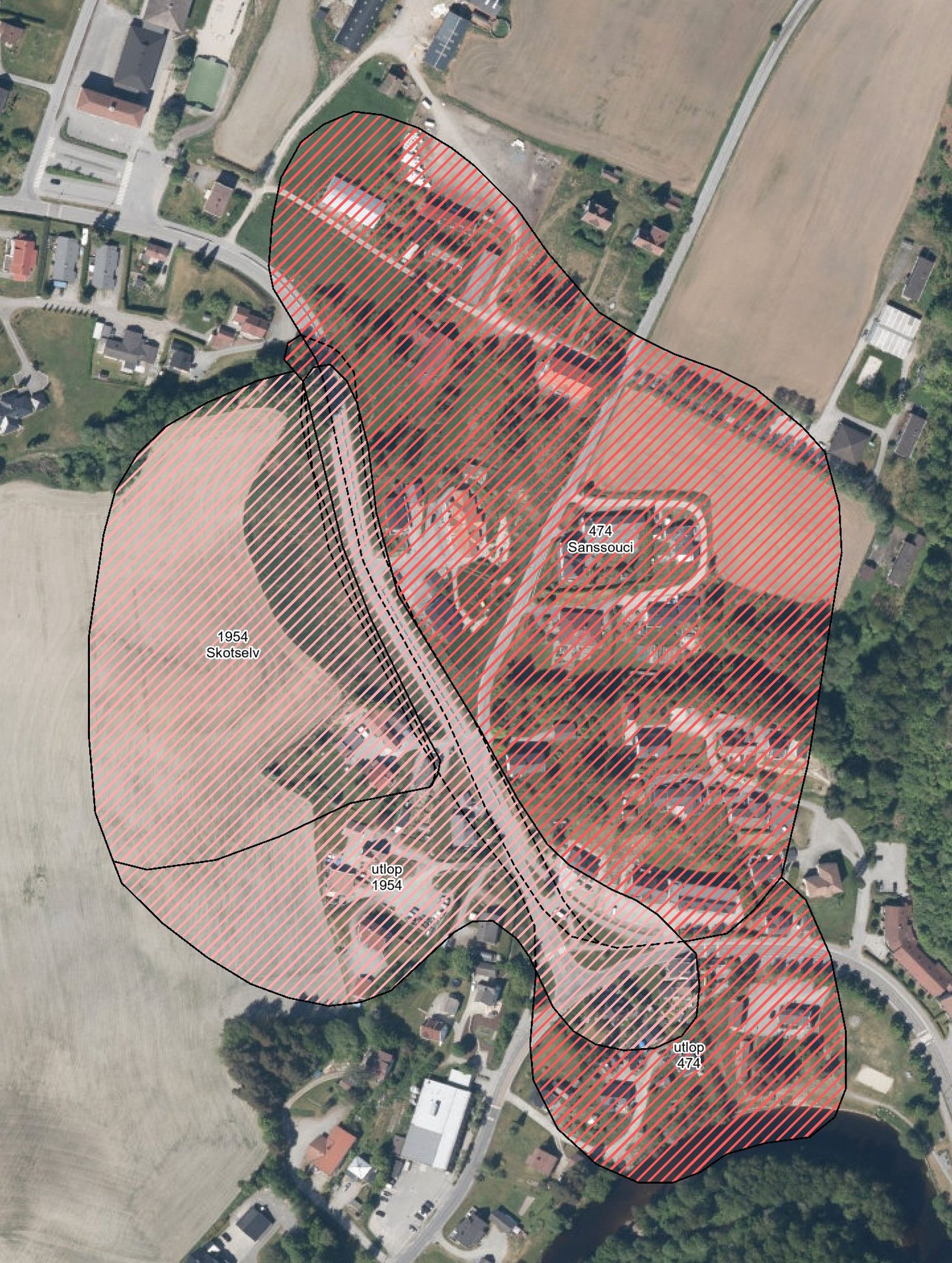 NVE sitt kart over risikoområdet for kvikkleire (hentet fra temakart.nve.no)