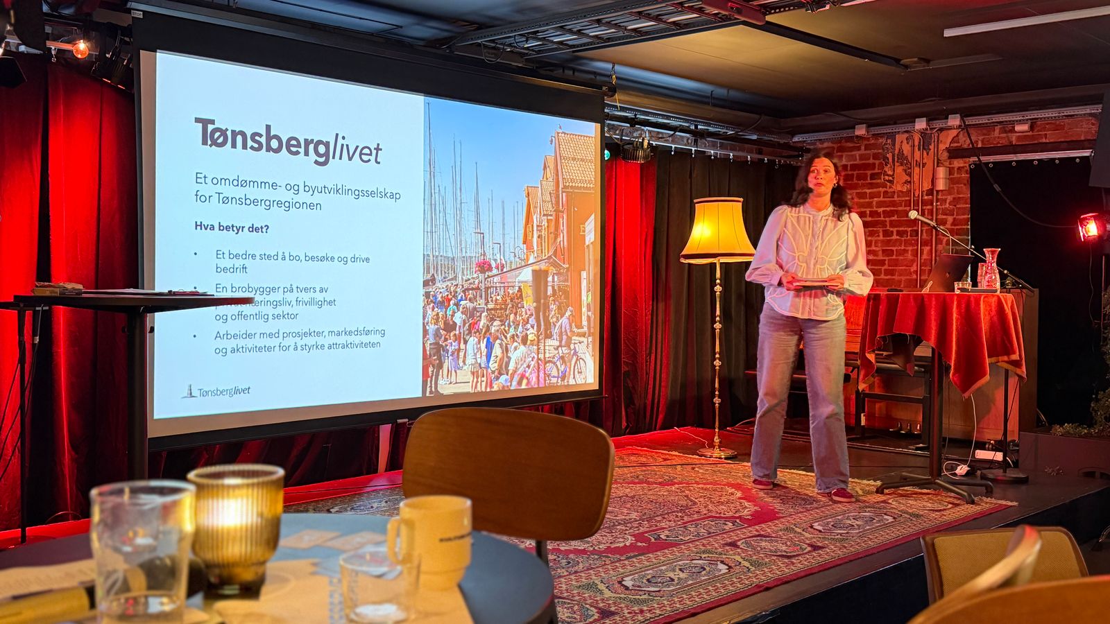 Cecilie Sørumshagen, daglig leder i Tønsberglivet, presenterte tall som viser at kulturlivet i Tønsberg skaper en halv milliard kroner i verdiskaping hver sommersesong.