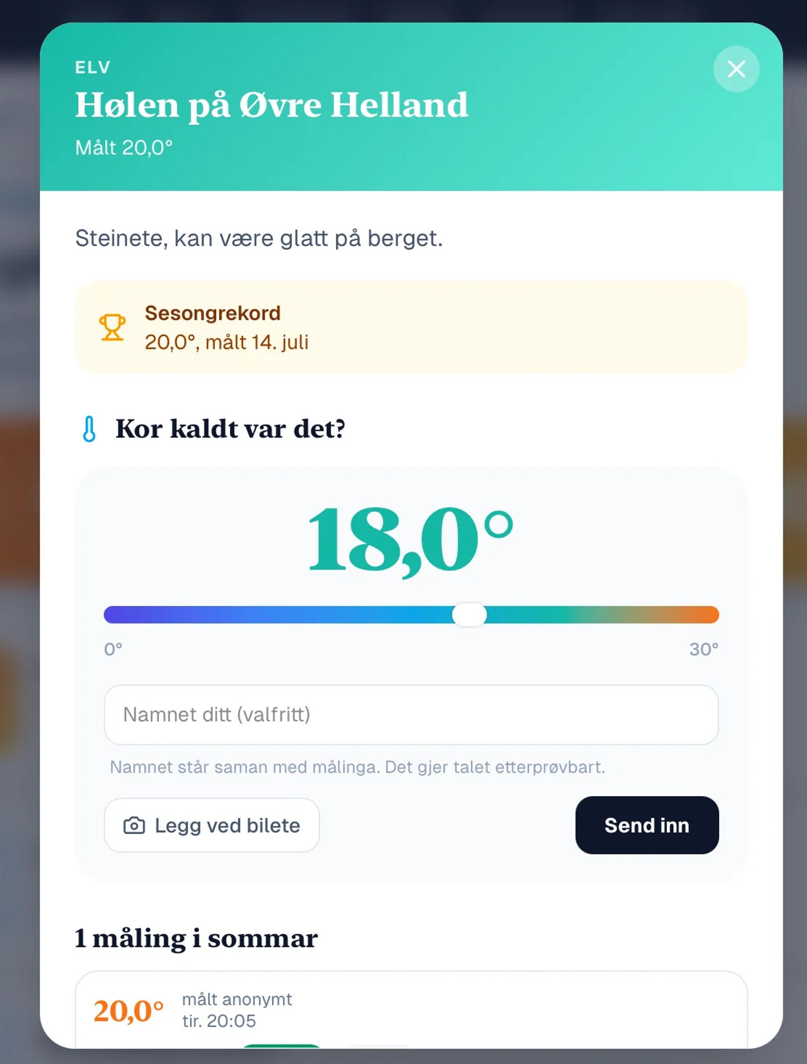 Leserne kan enkelt sende inn sine målinger og bekrefte andres.