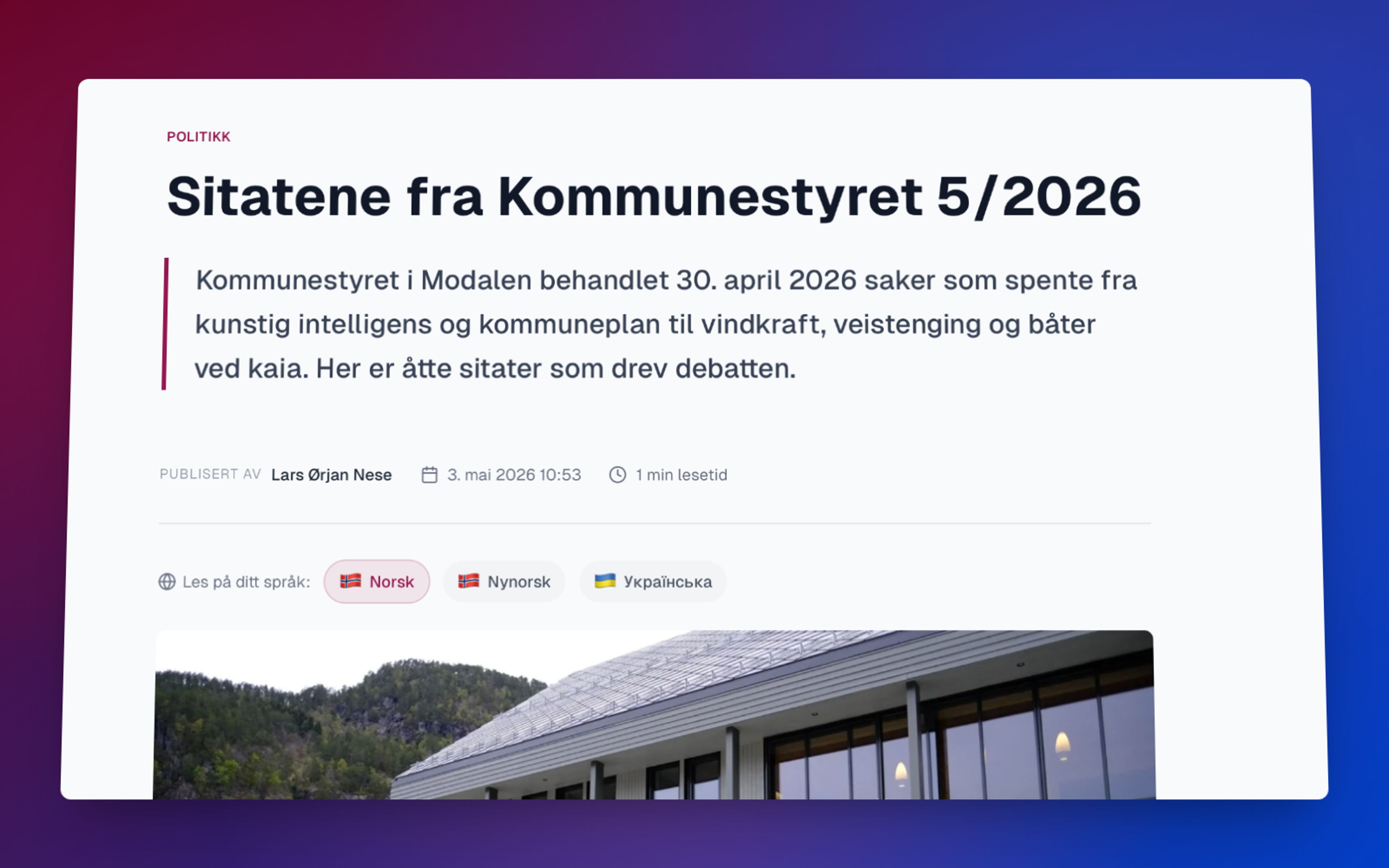 Modalsnytt kan nå leses på nynorsk!